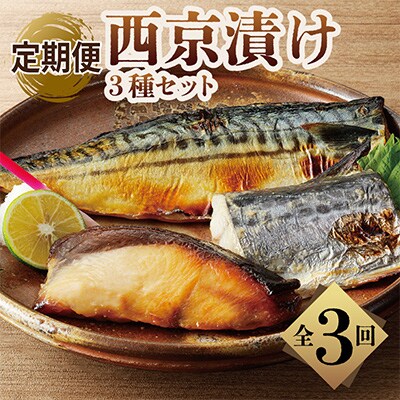【毎月定期便】厳選素材 西京漬け 3種食べ比べセット(さば/さわら/ぶり)全3回 G2776