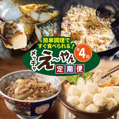 【毎月定期便】栄物産のメッチャえ～やん定期便 【サバ/チャーハン/つくね/牛丼】全4回