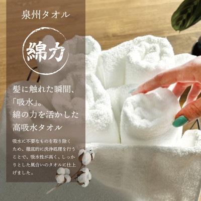 高吸水 フェイスタオル 5枚(ホワイト)これぞ綿力 白 泉州タオル 099H2606