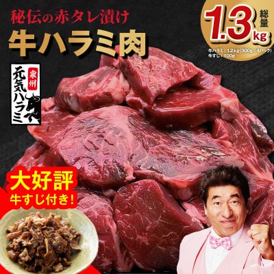 牛ハラミ肉 総量1.3kg(ハラミ 300g×4P+牛すじ 100g) 味付け 099H3157-1