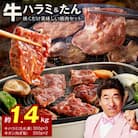 大人気 ファミリー向け 焼肉セット 牛たん 牛ハラミ肉 合計1.4kg 099H3152