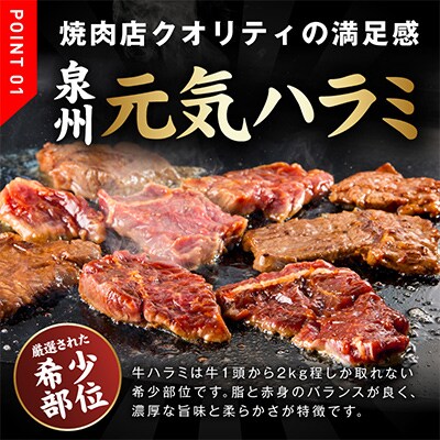 【冷蔵配送】牛ハラミ肉 焼肉用 味付け 1.2kg 小分け 300g×4P 015B574