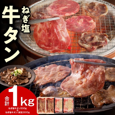ねぎ塩 牛タン 食べ比べセット 合計 1kg 牛タン 500g/成型牛たん 500g 099H315