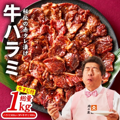 牛ハラミ肉 1kg(ハラミ 900g+牛すじ 100g)味付け 焼肉 015B642