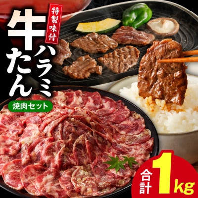 牛タン&牛ハラミ お試し 1kg 焼肉セット 訳あり サイズ不揃い G3180