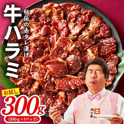 【お試し】牛ハラミ 300g 秘伝の赤タレ漬け 牛肉 焼肉用 焼くだけ 小分け 010B1883