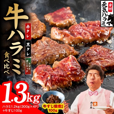 【3種食べ比べ】牛ハラミ 総量 1.3kg(ハラミ 300g×4P+牛すじ 100g) 小分け