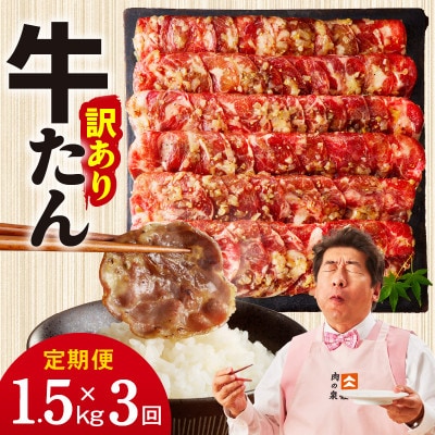 【毎月定期便】牛たん三昧 ねぎ塩 訳あり サイズ不揃い 1.5kg 全3回 099Z384