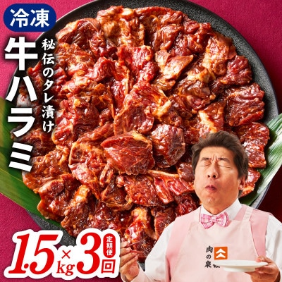 【毎月定期便】牛ハラミ肉 1.5kg 小分け 秘伝の赤タレ 味付き 訳あり 099Z518全3回