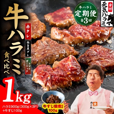 【毎月定期便】牛ハラミ 1kg【食べ比べ定期便 小分け 訳あり サイズ不揃い TVで話題】全3回