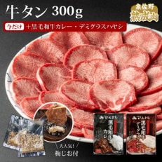 やわらか熟成牛タンスライス300g(梅塩付)熟成和牛カレー・デミグラスハヤシ セット　010B797