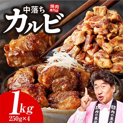 焼き肉専門店 自家製タレ漬け 中落カルビ 総量1kg 小分け 250g×4