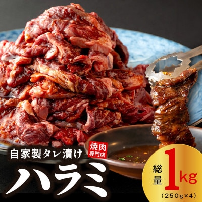 焼き肉専門店 自家製タレ漬け ハラミ 合計1kg(250g×4) G1358