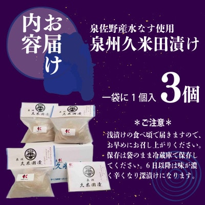 水なす ぬか漬け「泉州久米田漬け」3個 005A194