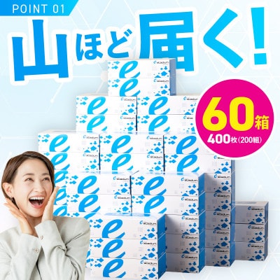 ボックスティッシュ 400枚(200組)×60箱 eスポーツ応援 泉佐野オリジナル 099H3422