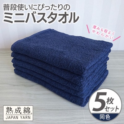 普段使いにぴったりのミニバスタオル 5枚セット ネイビー 泉州タオル G2276