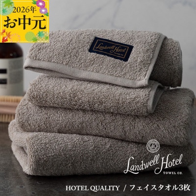 【のし付・お中元】Landwell Hotel フェイスタオル 3枚 グレー 020C377t
