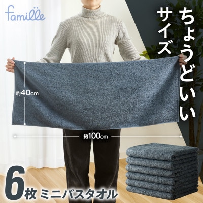 ファミーユ ミニバスタオル 6枚(ナイトブルー) G2615