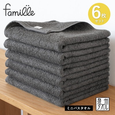 ファミーユ ミニバスタオル 6枚(チャコール) G3522