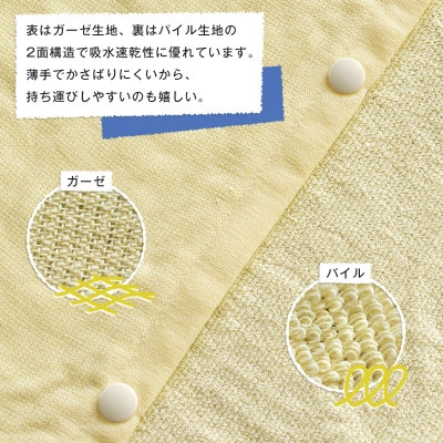 スピードライ キッズラップタオル イエロー 薄手 速乾 子供用
