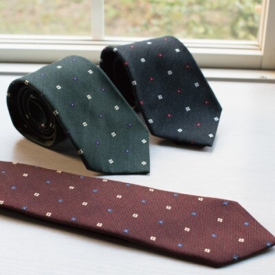 シルクネクタイ(花柄ドット チャコール) G3762