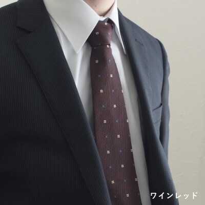 シルクネクタイ(花柄ドット ワインレッド) G3763