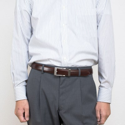 本革オートロックベルト30mm幅 ダークブラウン×ロング tav0041