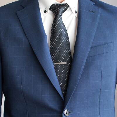 クリップ式ネクタイピン ブラックシルバー G2827