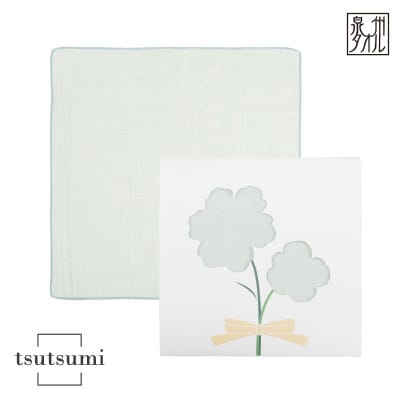 tsutsumiハンカチ単品　ギフト(ブルー) 泉州タオル　普段使いにもおすすめ  G3810