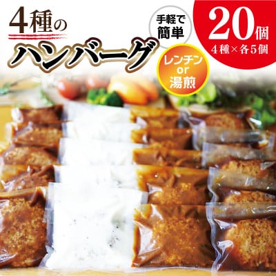 4種のハンバーグ 140g×20個 こがし玉ねぎソースシリーズ 099H1688