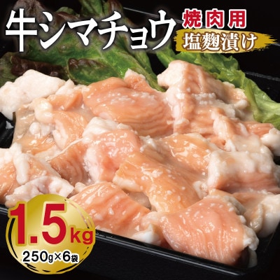 牛シマチョウ 焼肉用 塩麹漬け 合計1.5kg【味付け 小分け 牛肉ホルモン】 099H3380