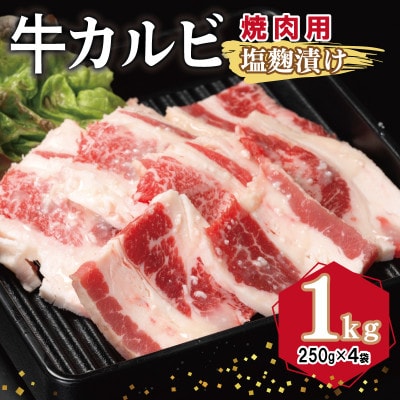 焼肉用 牛カルビ 塩麹漬け 合計1kg【味付け 小分け 焼くだけ BBQ】 010B1596