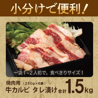 焼肉用 牛カルビ タレ漬け 合計1.5kg【味付け 小分け 焼くだけ BBQ】 015B368