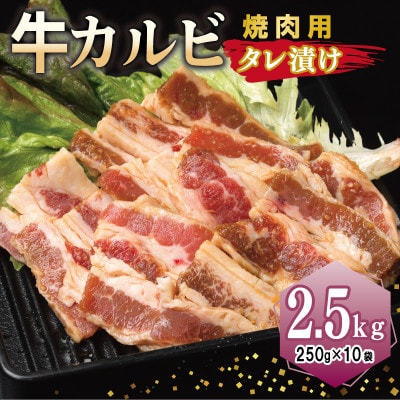 焼肉用 牛カルビ タレ漬け 合計2.5kg【味付け 小分け 焼くだけ BBQ】 099H3391