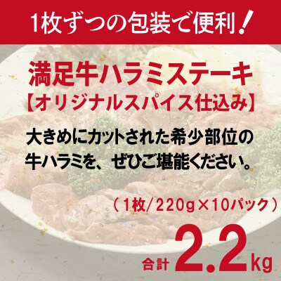 満足牛ハラミステーキ オリジナルスパイス仕込 合計2.2kg 牛肉 小分け 焼肉 099H3704