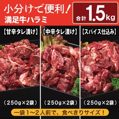 満足牛ハラミ3種セット(甘辛・中辛・オリジナルスパイス)各2袋 合計1.5kg 015B500