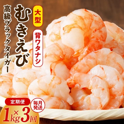 【毎月定期便】高級むきえび ブラックタイガー 1kg(30-40尾)×全3回 G1879