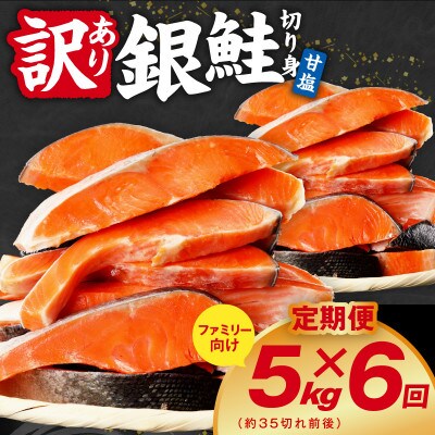 【毎月定期便】銀鮭 切り身 5kg(約35切れ前後) 訳あり 甘塩 バラ凍結 簡単調理全6回