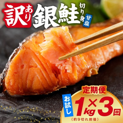 【毎月定期便】銀鮭 切り身 1kg(約9切れ前後) 訳あり 甘塩 バラ凍結 簡単調理全3回