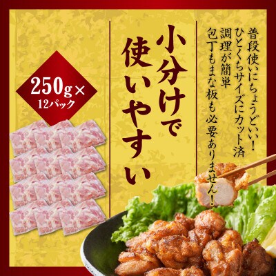 【氷温熟成×極味付け】国産 鶏肉もも カット済み 3kg 小分け 250g×12P mrz0107
