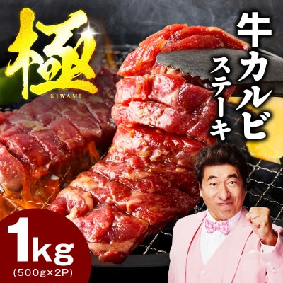 赤身カルビ ステーキ 1kg 焼肉用 500g×2P 氷温熟成×特製ダレ mrz0098