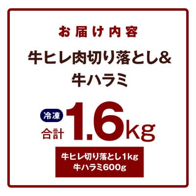 【氷温熟成×特製ダレ】牛ヒレ 1kg+牛ハラミ 600g 合計1.6kg mrz0313