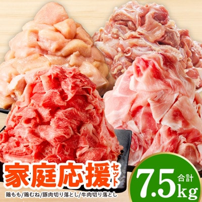 【氷温熟成×極味付け】家計応援セット 合計7.5kg 鶏肉 豚肉 牛肉 カット済み mrz0506