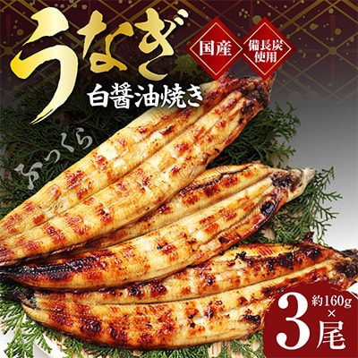 国産!うなぎ白醤油焼き3尾　せいろ蒸し 備長炭仕上げ kgp0042