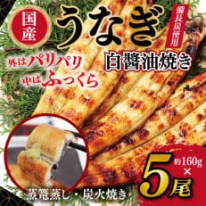 国産!うなぎ白醤油焼き5尾 せいろ蒸し備長炭仕上げ 099H855