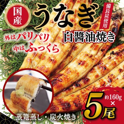 国産!うなぎ白醤油焼き5尾　せいろ蒸し備長炭仕上げ　099H855
