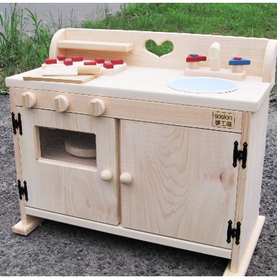 手作り木製 ままごとフルキッチン総吉野の桧製DHK 099H2119