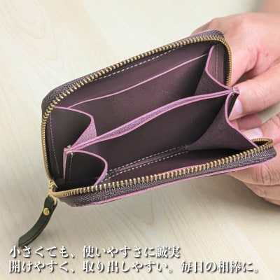 板谷革工房 本革小銭入れ「一針の誠実」(赤茶×オリーブ×橙)099H4027