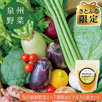 【さとふる限定】旬の新鮮野菜セット 5～7種&ピクルスの素2袋