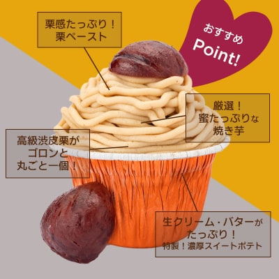 大人気!高級渋皮栗1.5個と芋匠さのや特製濃厚スイートポテトが入ったモンブラン 099H1062